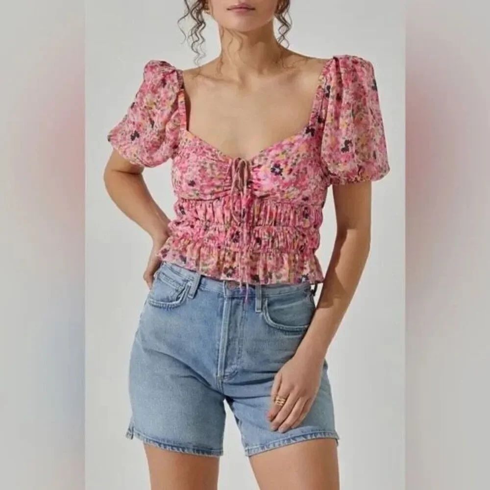 ASTR the label shorted puff sleeve top size small